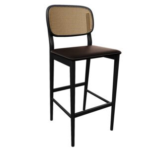 High Back Wooden Rattan Bar Stool YJBW011