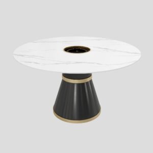 Rock plate round table with hot pot stove YJT004