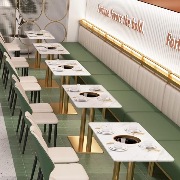 Simple Rock Plate Restaurant Long Table YJT005 - 图片 5